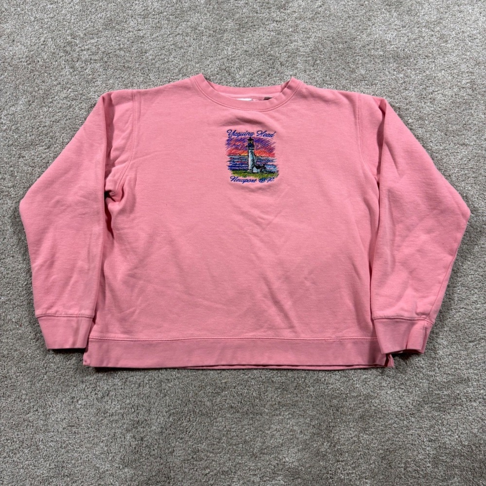 J Shadow Apparel Pink Yaquina Head Newport Oregon Lighthouse Sweatshirt Large